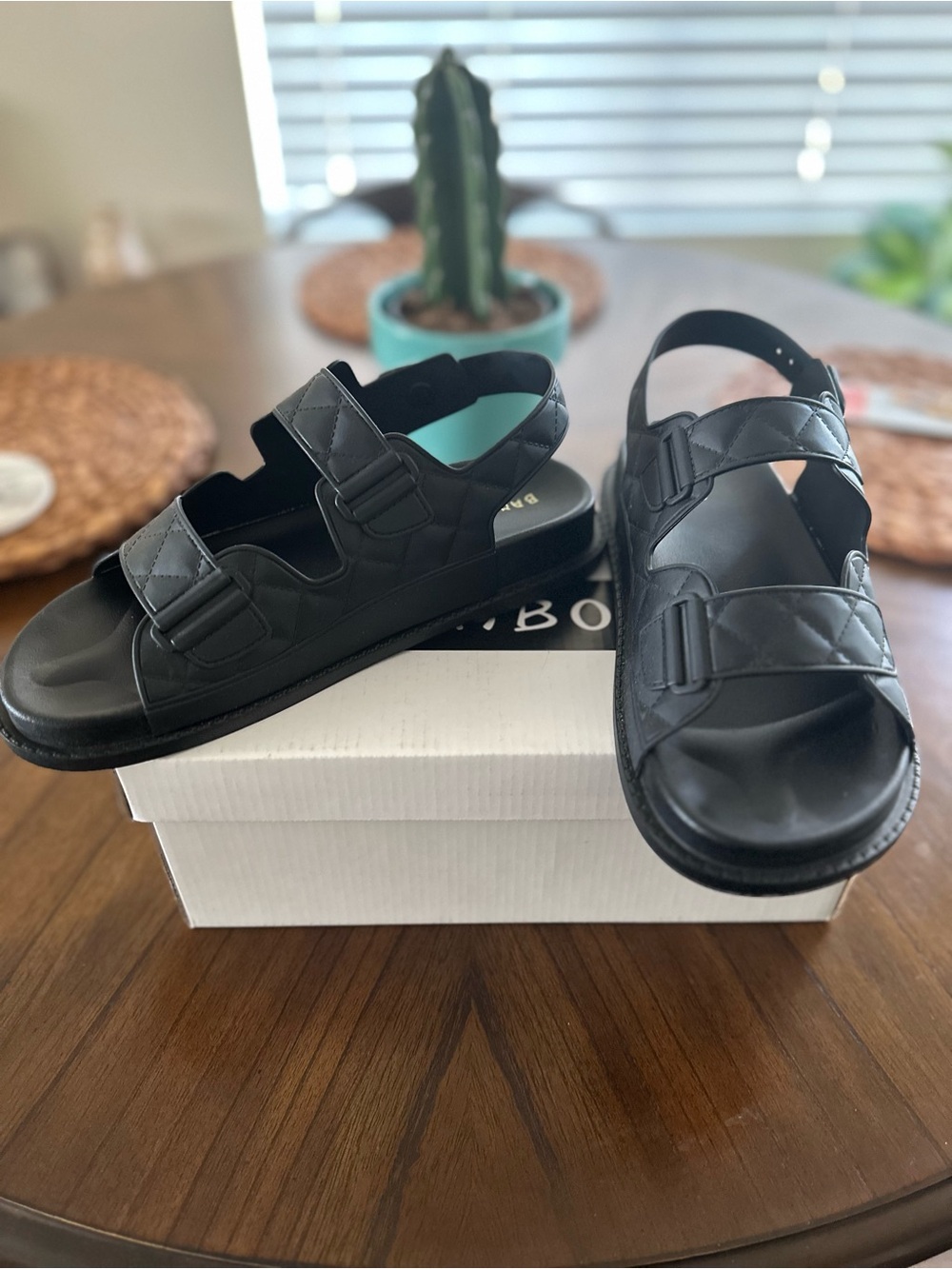 Black Quilted Strap Sandals